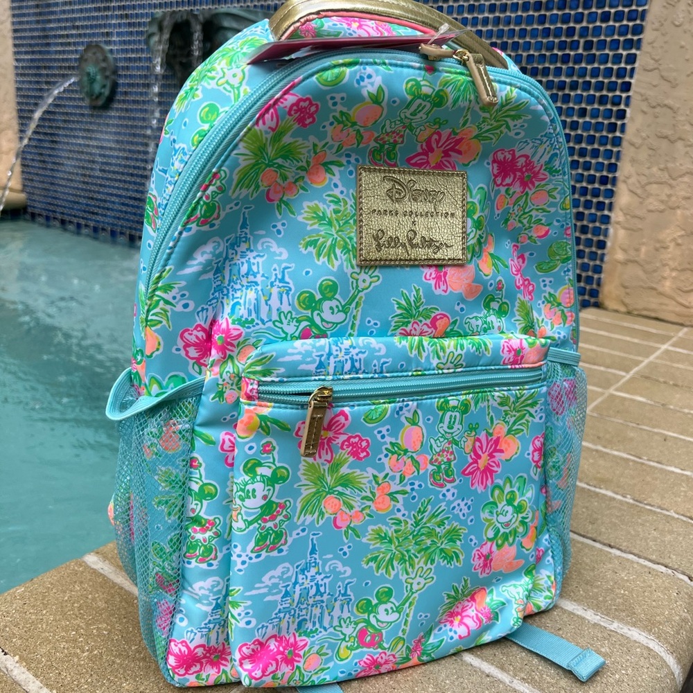Lilly Pulitzer X Disney Parks World Mickey Minnie Castle Backpack In Hand NWT